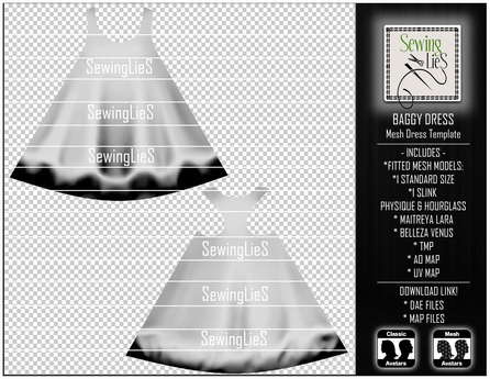 Second Life Marketplace - Baggy Dress Fitted Models - Sweet Lies Original