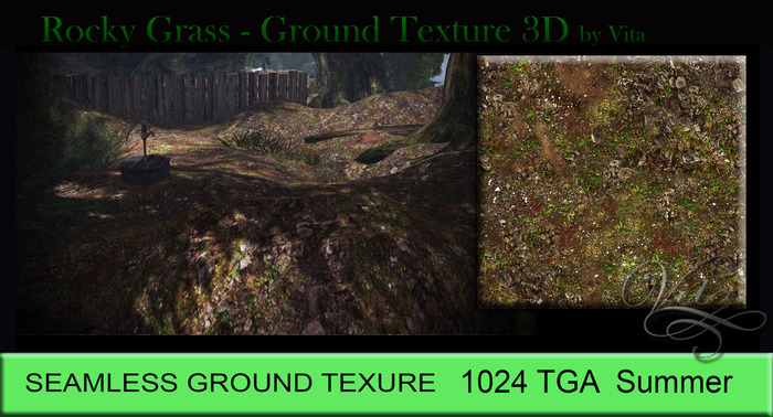 Vita's Textures - ROCKY GRASS 3D 1024 Seamless 2016