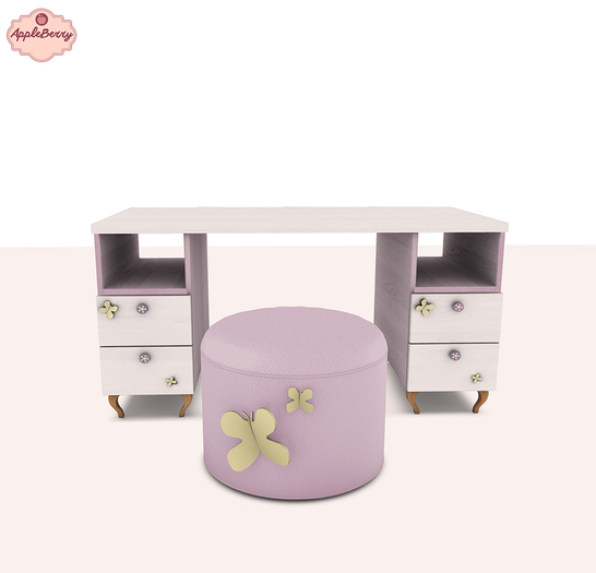 .ab - Amelia's Desk & Poof_Pale Pink