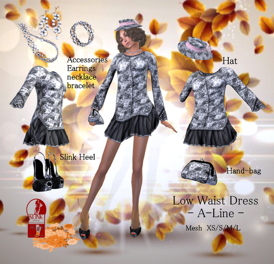 Mesh Low Waist Dress - A-line - Box