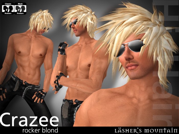 CRAZEE - rocker salvaje estilo punky rubio cabello de los hombres