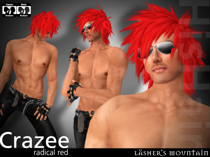 CRAZEE estilo punk de pelo rojo salvaje radical de los hombres