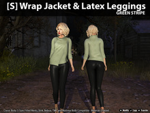 [S] Wrap Jacket & Latex Leggings - Green Stripe