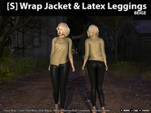 [S] Wrap Jacket & Latex Leggings - Beige Leather