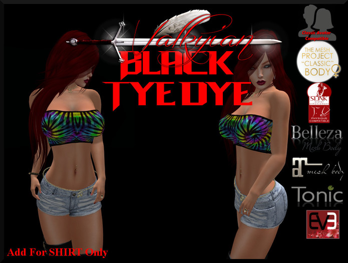 ~Valkyrian~Black Tyedye- TUBE TOP  (BOXED)