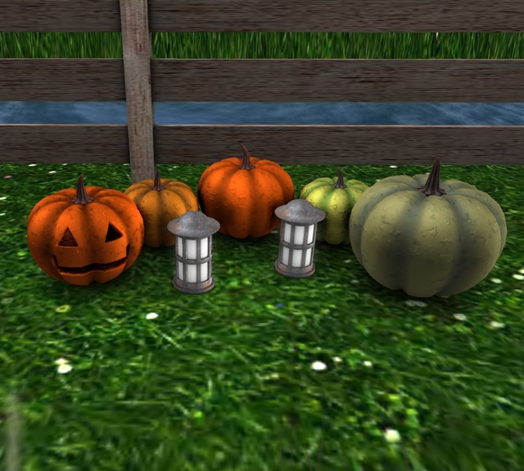 Pumpkins and lanterns