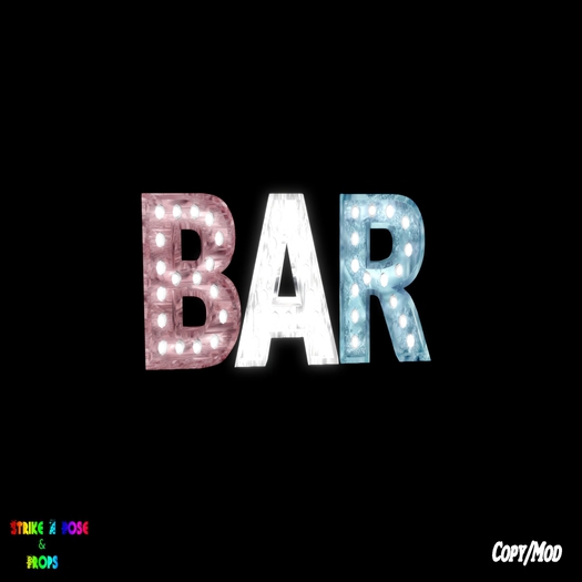 BAR Sign RWB with Lights C/M