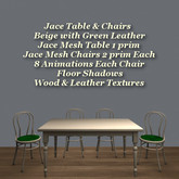 Jace Table & Chairs Beige Green Leather