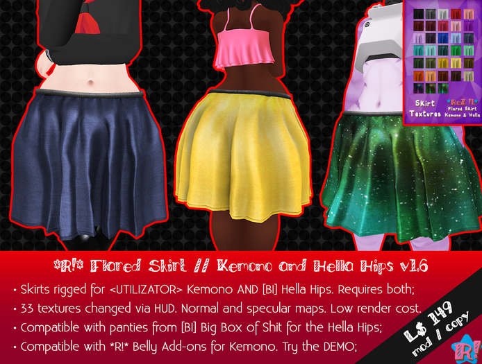 *R!* Flared Skirt // Kemono & Hella Hips v1.6