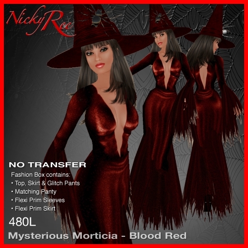 Nicky Ree Gowns - Mysterious Morticia Blood Red
