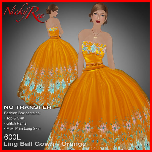 Nicky Ree Gowns - Ling Ball Gown - Orange