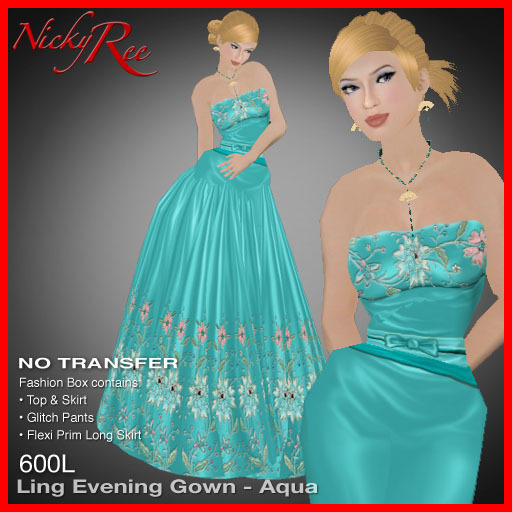 Nicky Ree Gowns - Ling Evening Gown - Aqua