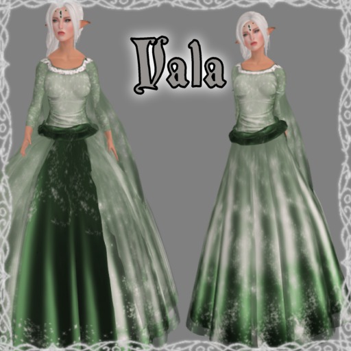 Second Life Marketplace - Vala in pale green high elf elven medieval role  play fantasy gown ballgown set garb sylvan fae