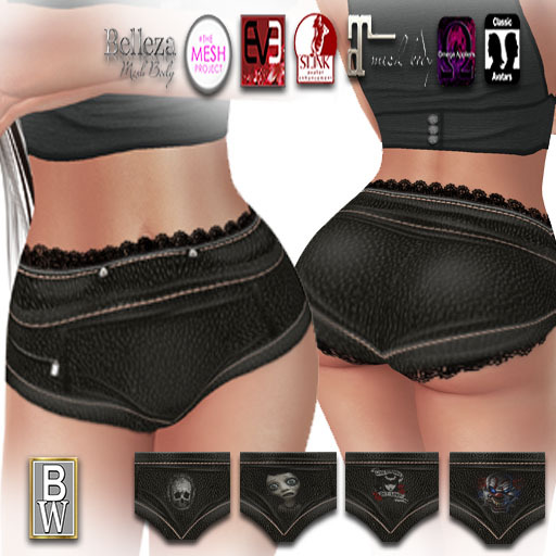 Hotpants Lady in black with prints one without print