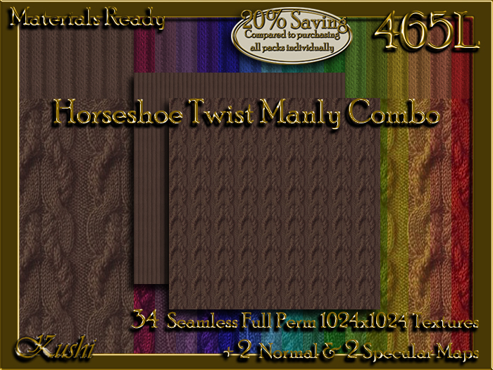 Horseshoe Twist Manly Combo Knit Fabric Seamless Textures 