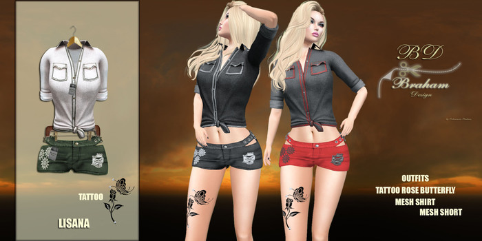 Braham Design Lisana Green Outfits Mesh Tattoo