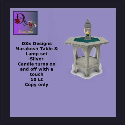 D&s Designs Marakesh table Silver bag