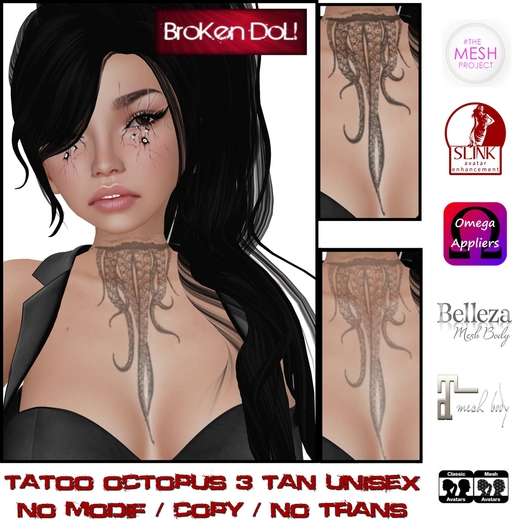 *~BroKenDoLl~* Tattoo Octopus 3 Tan Box