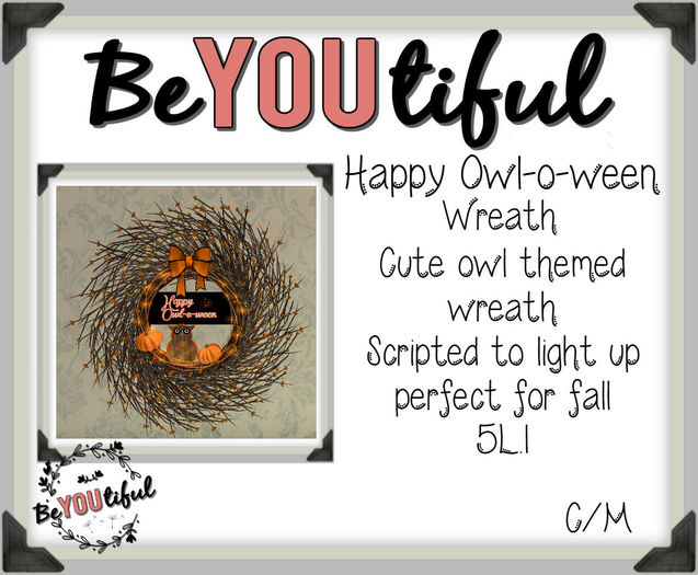 BeYouTiful} Halloween Owl Wreath
