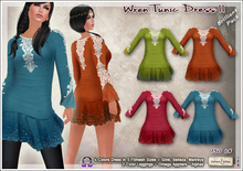 [V/W] Wren Tunic Dress II - Brilliant Pack - 4 colors in 5 Fitted Mesh & Slink, Belleza, Maitreya + Pants w/ Omega app