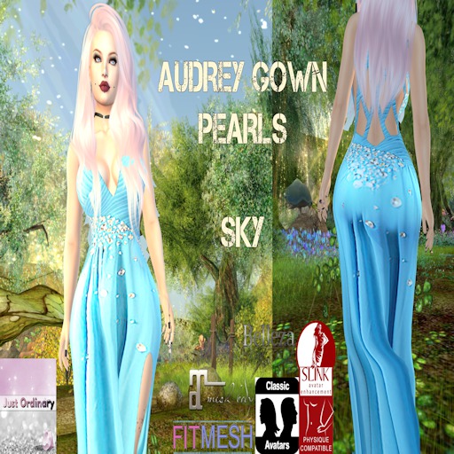 Audrey Gown Pearls Sky