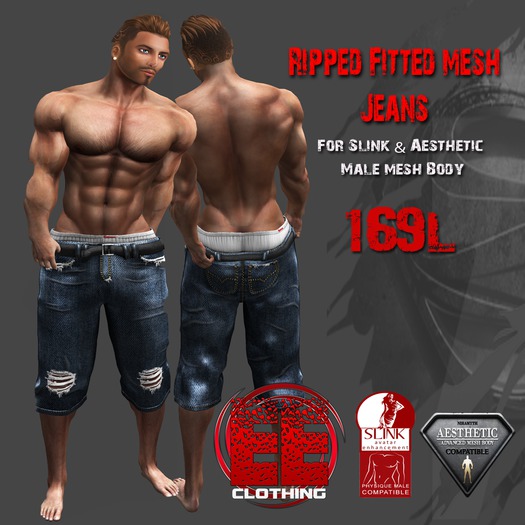EE - Baggy Ripped Denim Shorts  / Boxers  - Fitted Mesh