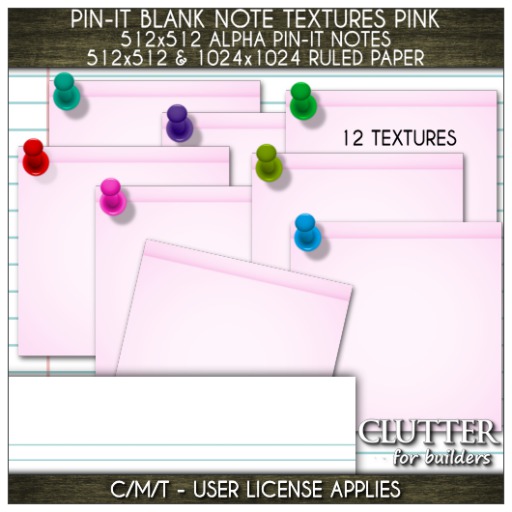 Clutter for Builders - Pin-It Blank Note Textures Pink