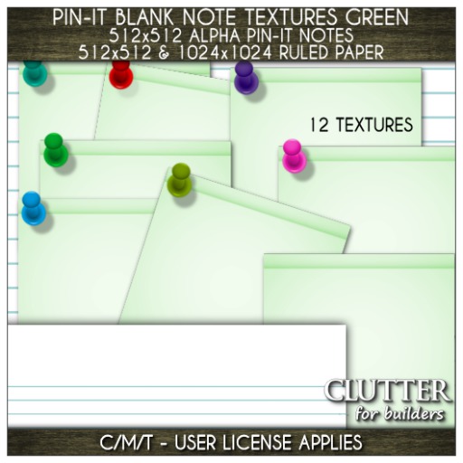 Clutter for Builders - Pin-It Blank Note Textures Green