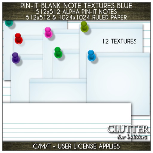 Clutter for Builders - Pin-It Blank Note Textures Blue