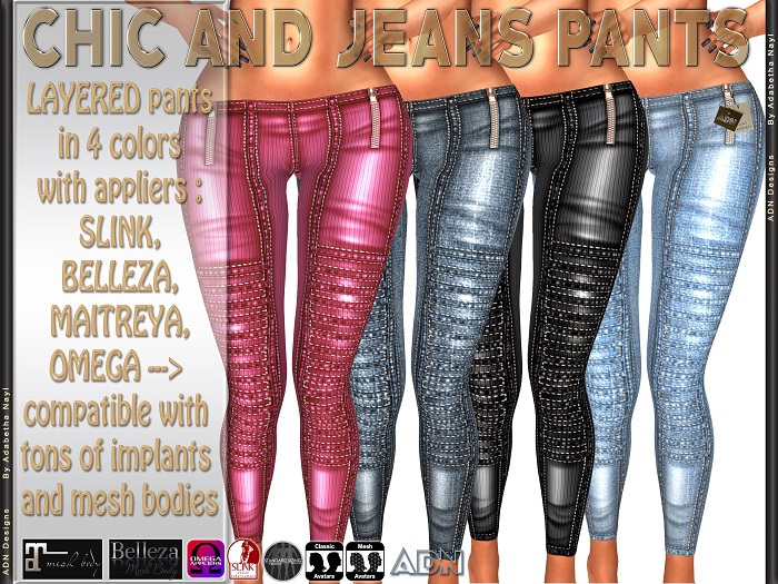 [AdN] CHIC&jeans pants (MAITREYA lara BELLEZA isis freya venus SLINK physique Hourglass OMEGA) zip