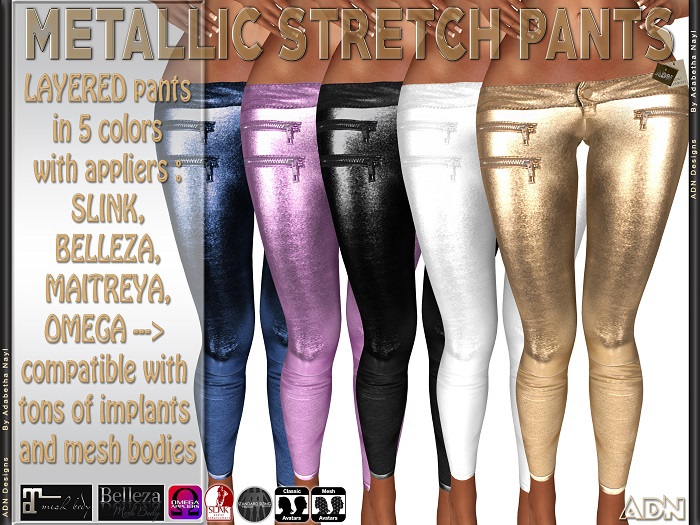 [AdN] METALLIC STRETCH PANTS (MAITREYA lara BELLEZA isis freya venus SLINK physique Hourglass OMEGA)