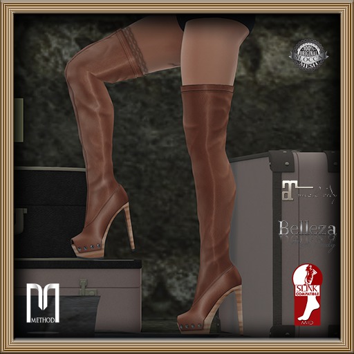 .Method. thigh length booties_brick_Maitreya_Slink_Belleza_bag