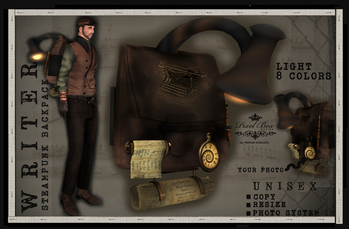 PIXEL BOX - Steampunk backpack Writer (b)