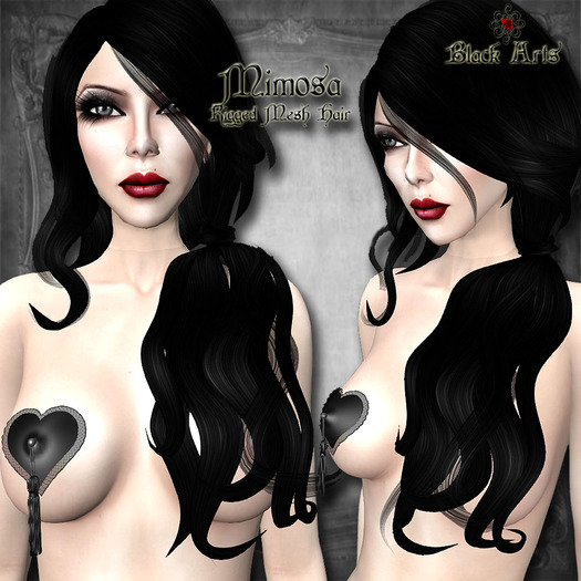 ~Black Arts~Mimosa Rigged Mesh Hair Darks