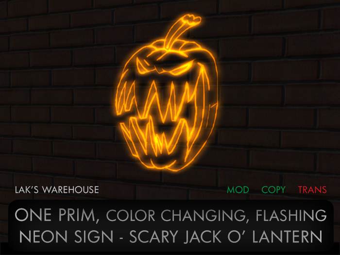 [LW] Scary Jack o' Lantern Neon Sign