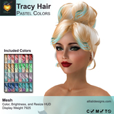A&A Tracy Hair Pastel Colors Pack.  Resizable mesh womens updo hairstyle