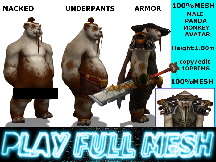 **Male Panda Monkey Avatar**PlayFullMeshmp