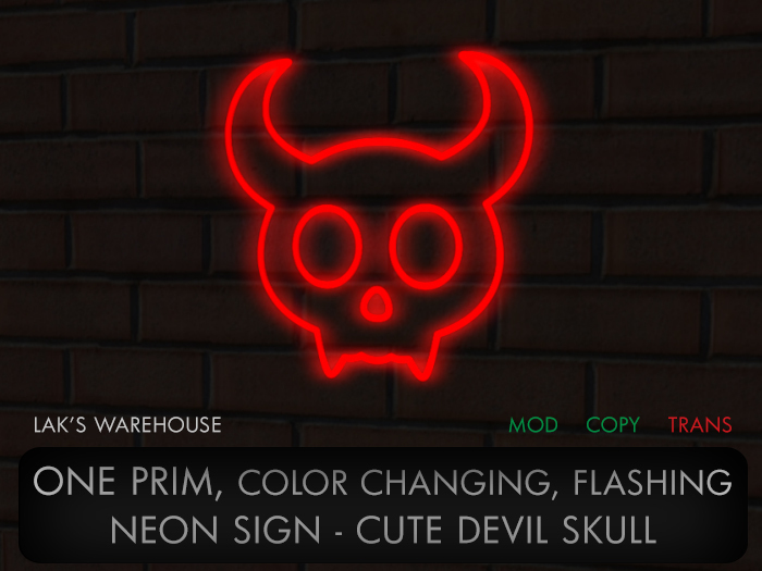 [LW] Cute Devil Skull Neon Sign