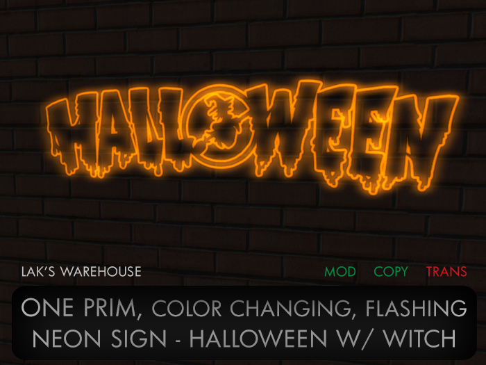 [LW] Halloween Witch Flying Neon Sign