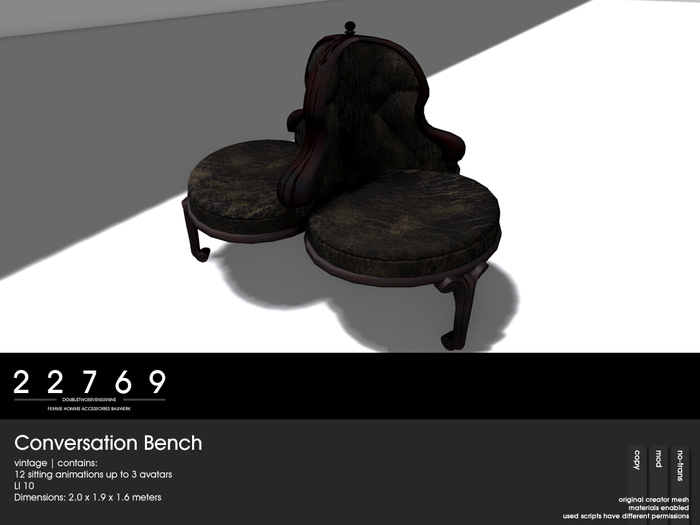 22769 ~ [bauwerk] Conversation Bench Vintage