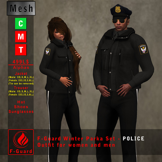 F-Guard Winter Parka Set - Police black