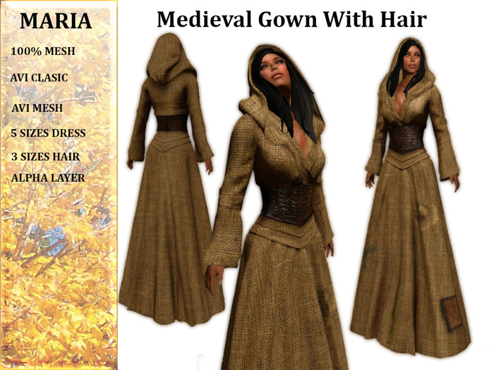 Maria Medieval Gown With Hair