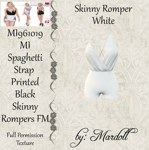 MI961019 MI Spaghetti Strap Skinny Rompers White