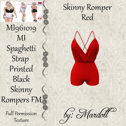 MI961019 MI Spaghetti Strap Skinny Rompers Red