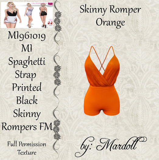 MI961019 MI Spaghetti Strap Skinny Rompers Orange