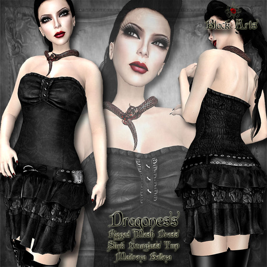  	~Black Arts~ Dragoness Mini Dress Rigged Mesh DEMO
