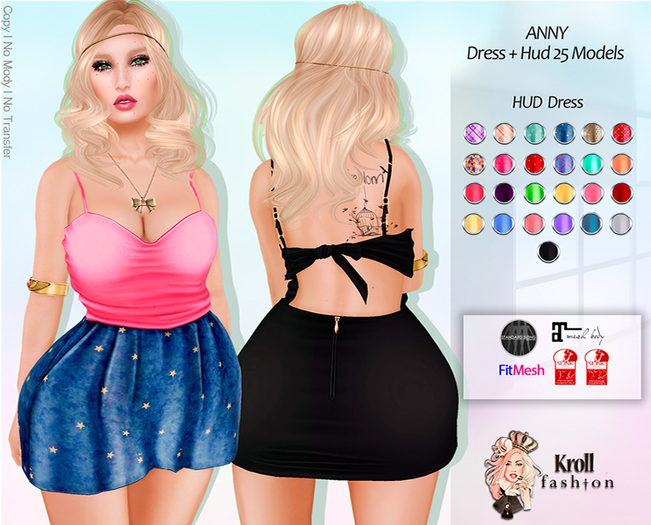 ::KF - Anny FitMesh Dress + HUD  25 Models ::