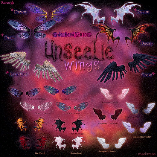 darkendStare. Unseelie Wings - Feathered [Soot]
