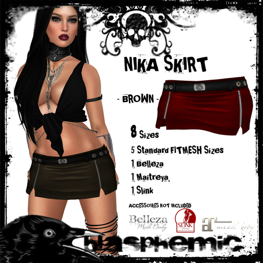 BLASPHEMIC - NIKA SKIRT - BROWN 