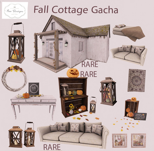 .:Bee designs:. Fall Cottage Gacha Lantern  with pumpkins